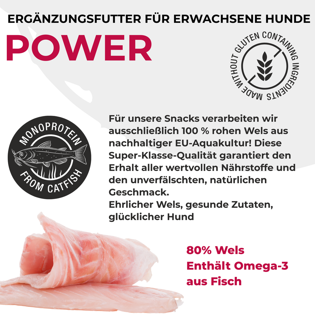 PETEFCO | POWER BITES | 80% Fisch | 6x100g | Belohnung für Hunde