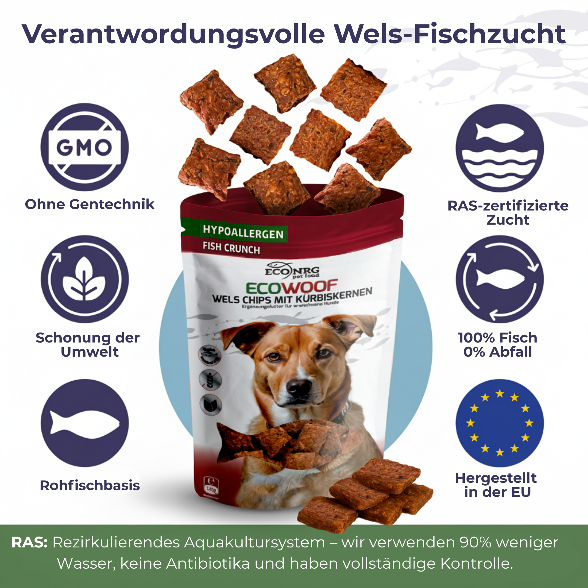 Friandises au poisson-chat et aux graines de courge | 6x125g | récompense pour chiens