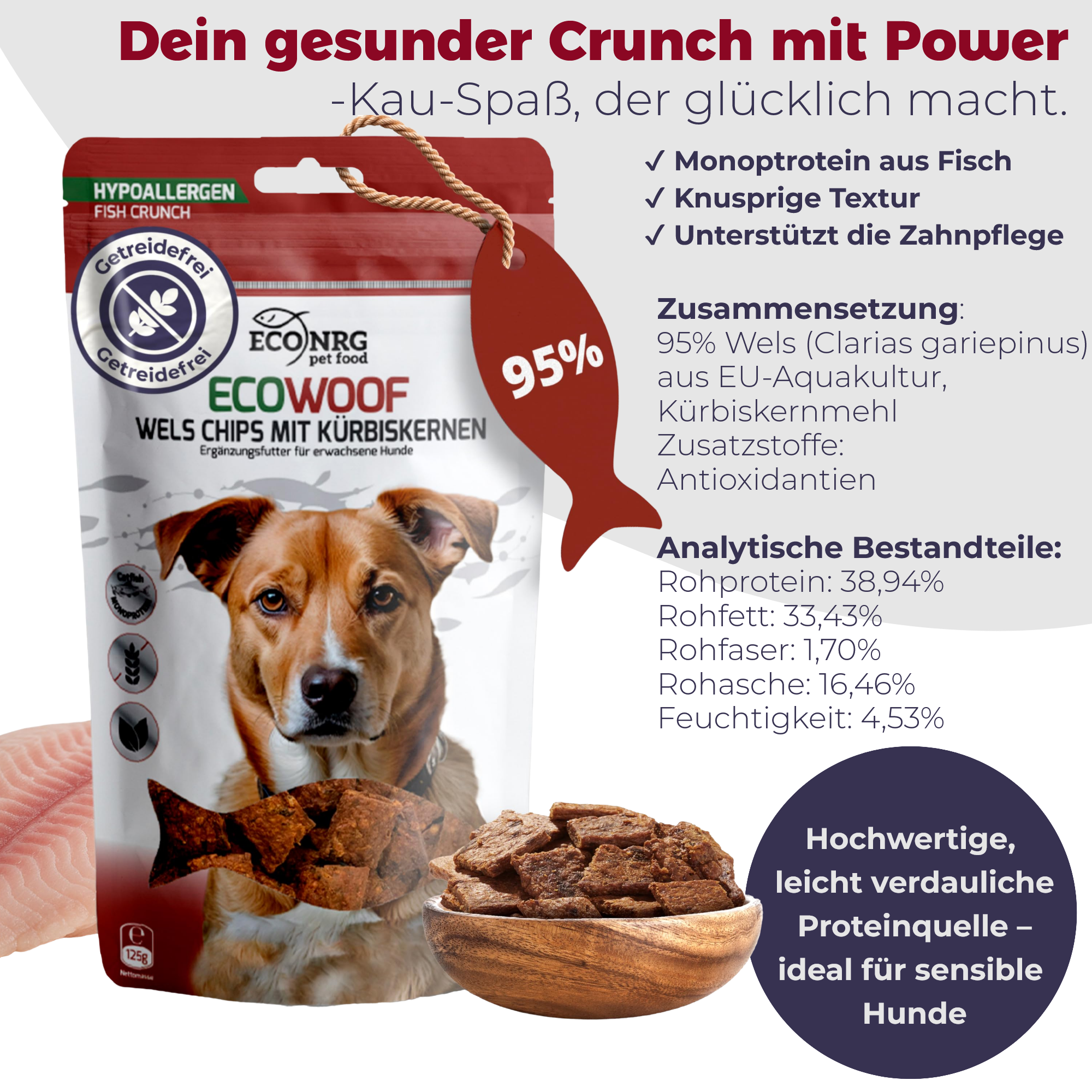 Friandises de poisson (dorade) – MIX | Nature, Citrouille & Levure de bière | 3x125g | récompense pour chiens